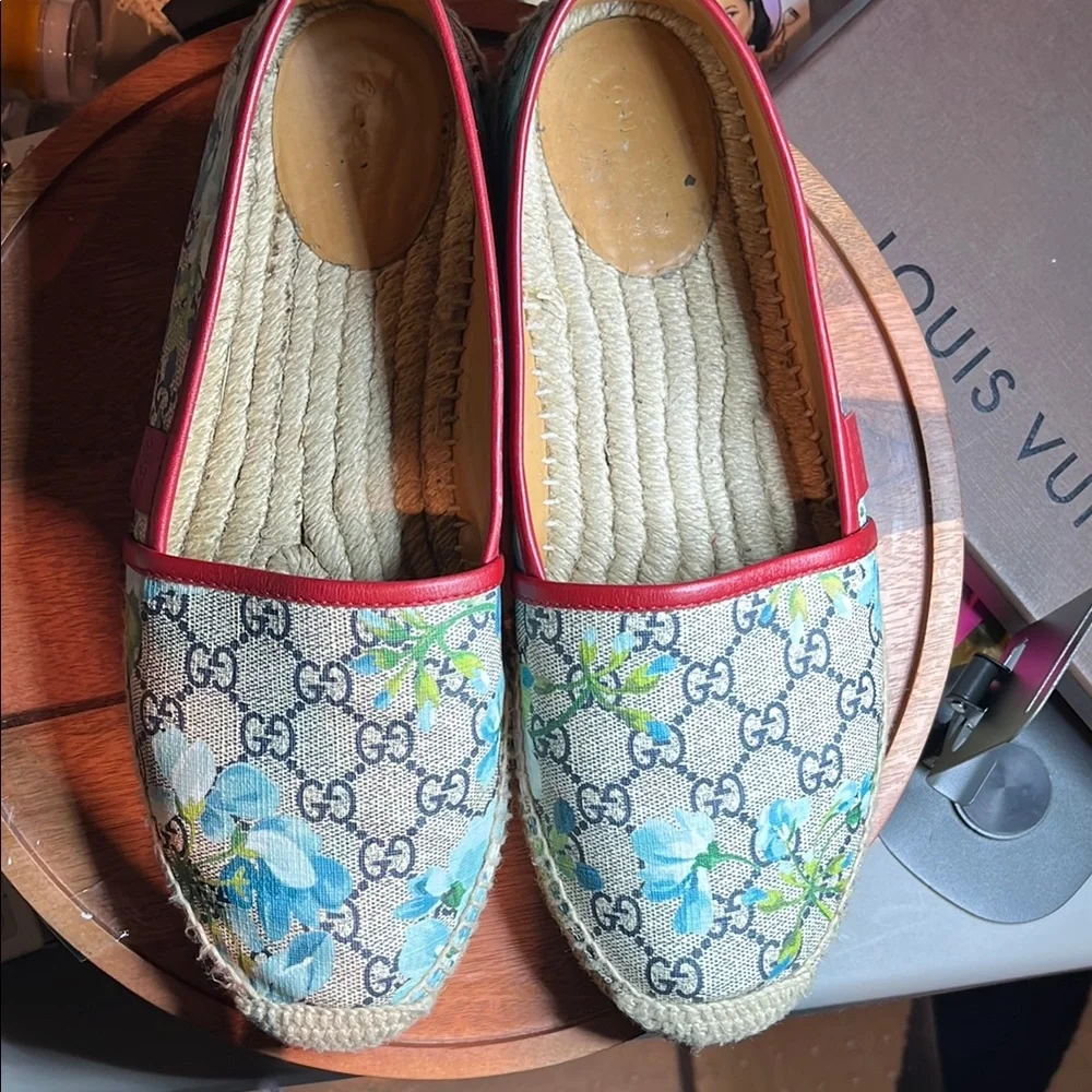 Gucci Blooms Espadrilles with Monogram Design Red and Blue